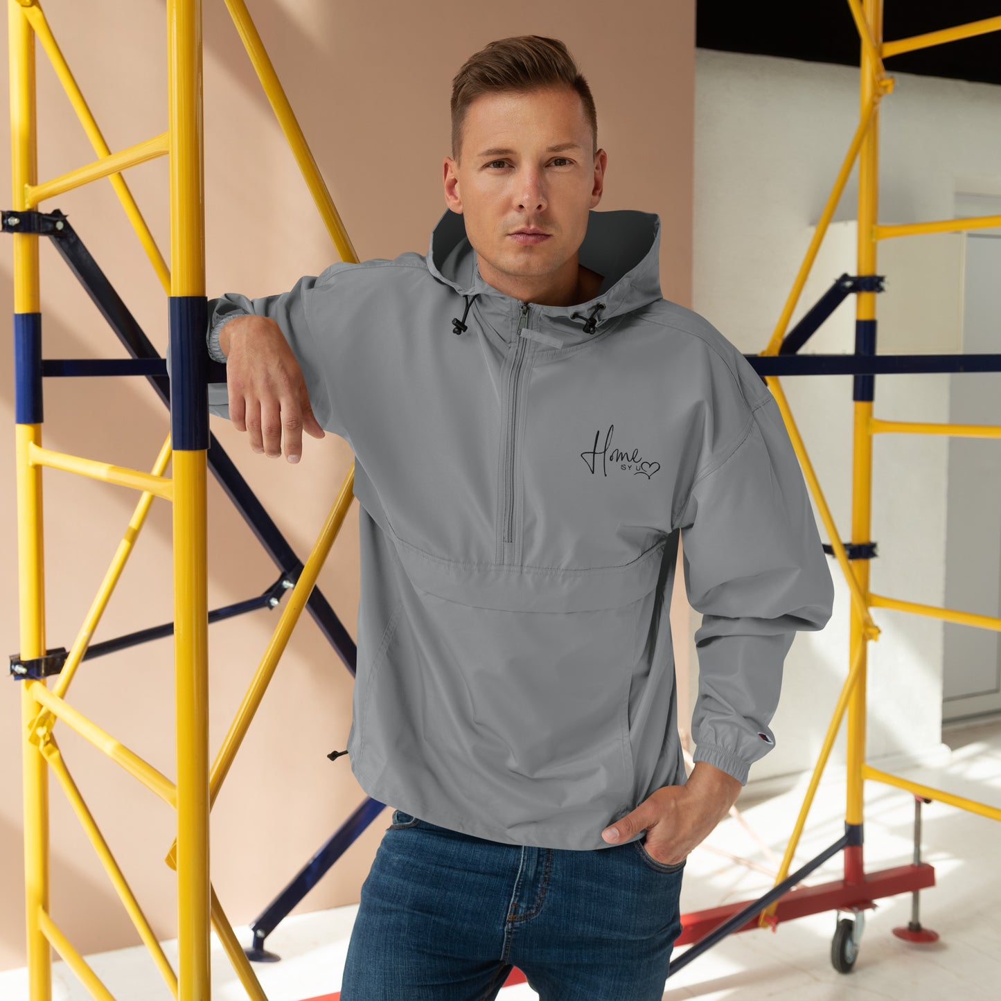 Bestickte, verstaubare Champion-Jacke