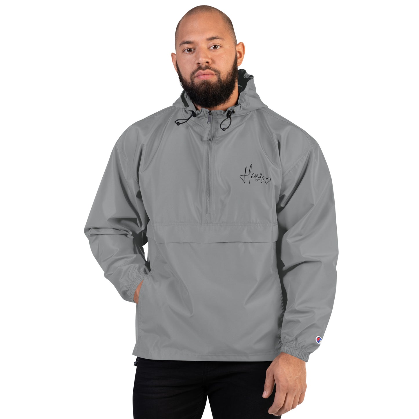 Bestickte, verstaubare Champion-Jacke